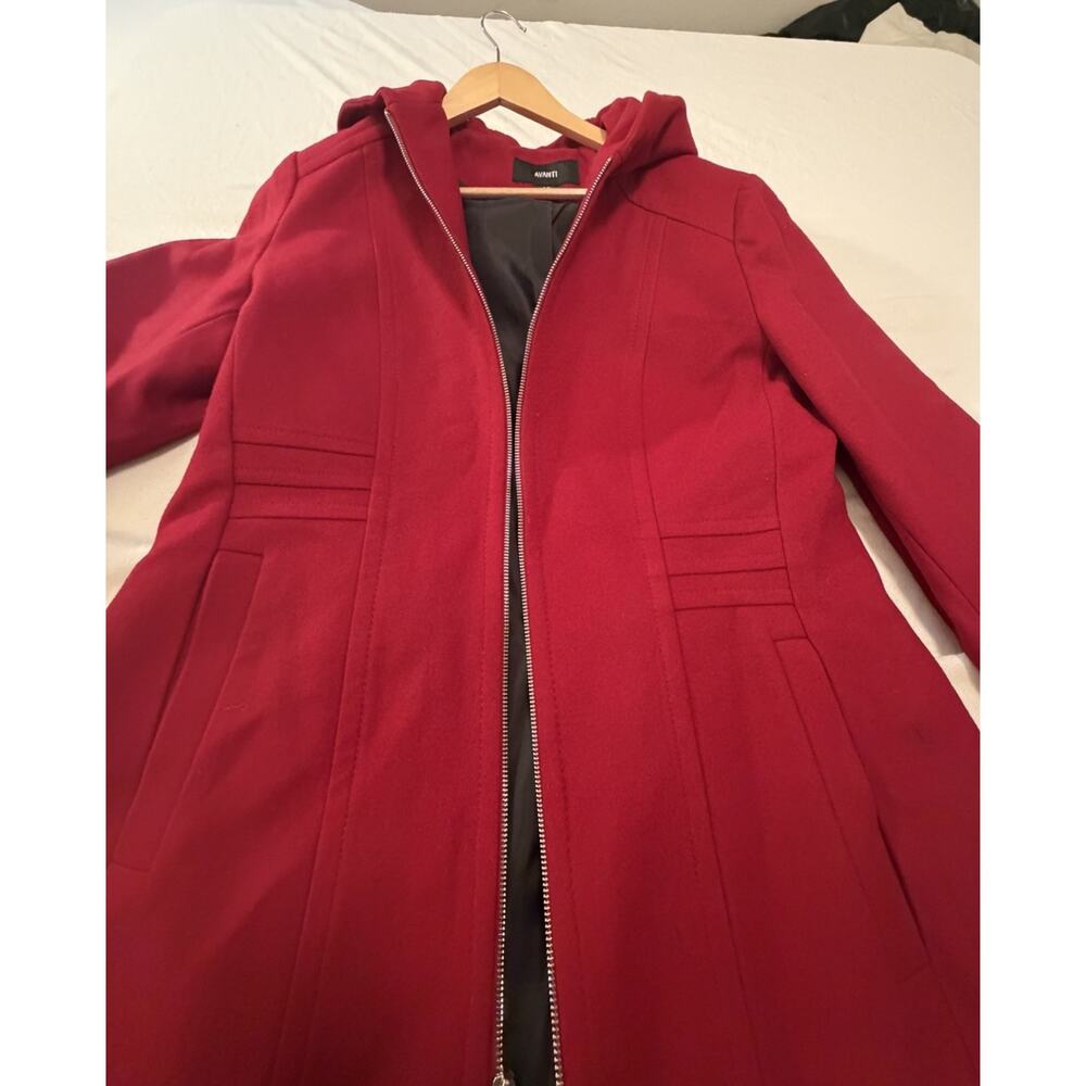 AVANTI Beet Red Hooded Zipper Mid-Length Coat Pockets Long Sleeve Tall LT NWT - Picture 2 of 12